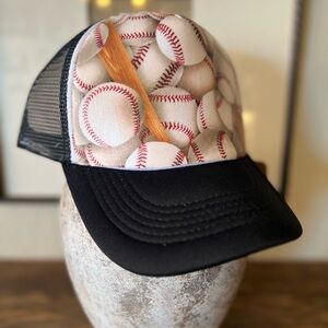 Baseball Pattern Women's Cap - Black